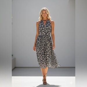 NWT No.6 Store 100% Silk Floral Viola Midi Dress Open Back Size 2